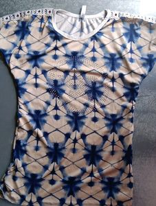 Blue Printed Top.. 32-34-36 tk ko