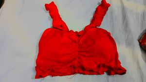 Chic Red Ruched Crop Top