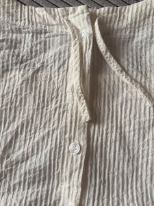 White Textured Button-Up Cami Top