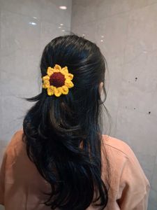 Crocheted Sunflower Hair Tie