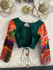 Navratri bandhni green blouse