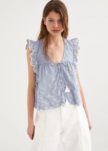 Chic Striped Embroidered Top