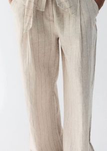 High-Waisted PINSTRIPE Striped Linen trouser