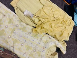 Beautiful Yellow and Brown Kurta Set