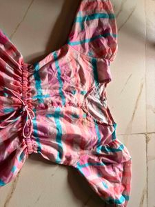 Cute Pink Plaid Puff Sleeve Dress