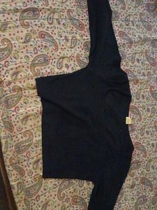Solid black crop top