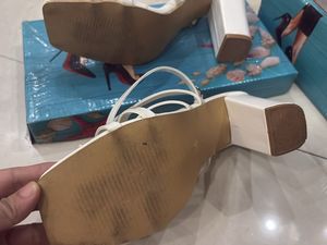 Stylish White Strappy Block Heels