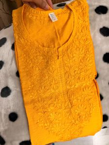 Vibrant Yellow Embroidered Kurta