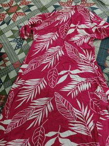 Vibrant Pink Tropical Print Kurta