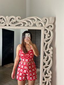 Red Gingham Heart Print Co-ord Set