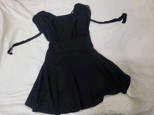 black mini skater dress