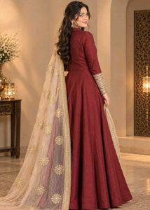 Elegant Maroon Anarkali Gown with Dupatta