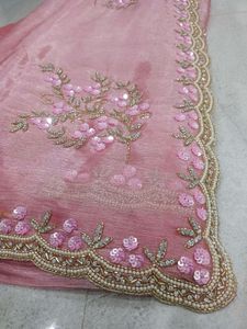 Stunning Pink Embellished Saree