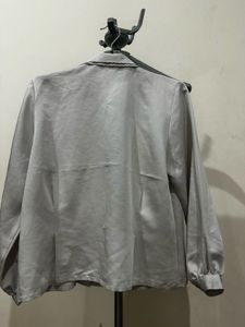 Elegant Grey Satin Blouse