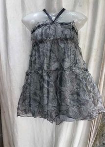 rose print grey frock