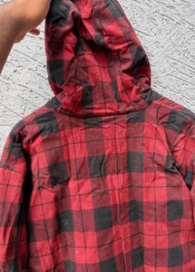 Red Plaid Hoodie Jacket