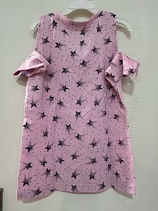 Pink Top With Star Print, Cold Shoulders Size 32
