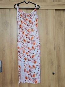 Floral Print Midi Dress with Slit