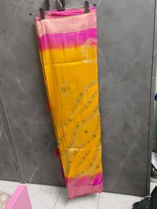 Vibrant Pink &amp; Yellow Saree with blouse
