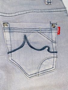 Gray Cropped Denim Jeans