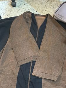 Brown &amp; Black Striped Abaya