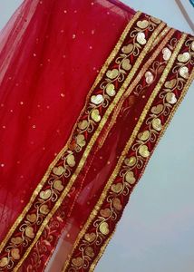 Mehroon Net Party Wear Dupatta