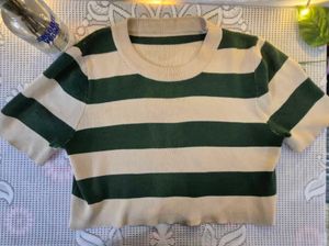 Striped Cropped Knit Top