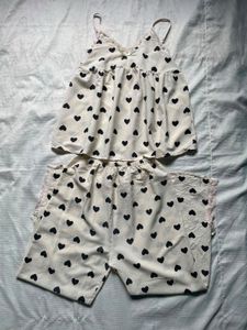 Cute Heart Print Pajama Set