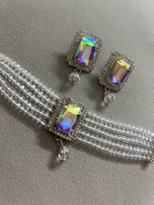 Chic Beaded Choker with Matching Earrings