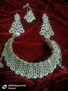 Sparkling Silver Indian multiple Jewelry Set