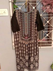 Printed Black Kurta
