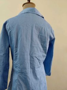 Classic Blue Button-Up Tunic Shirt