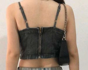 denim cropped top