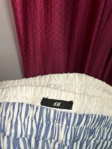 Blue &amp; White Striped Wide Leg Pants