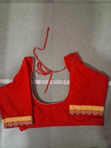 Orange Saree with Checkered Pattern