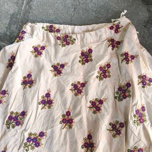 Embroidered Cream Ethnic Skirt