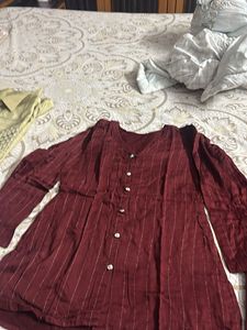 Maroon Striped small size coord set