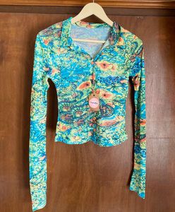 Vibrant Abstract Print Long Sleeve Top