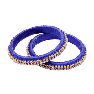 Royal Blue Silk Thread Bangles with Stones