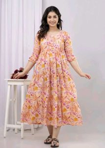 Floral Print Tiered Midi Dress