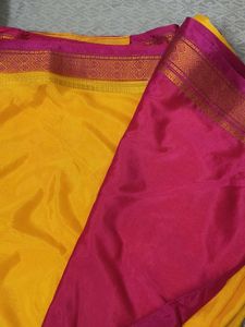 Vibrant Yellow Saree with Pink Border