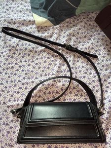 Chic Black Faux Leather Crossbody Bag