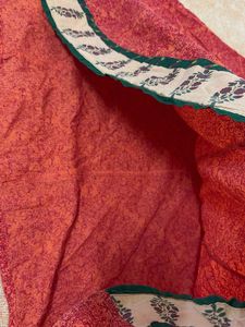 Orange Kurta with Green Neckline