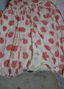 White and Red Paisley Print Afghani Salwar