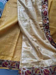 Elegant Yellow Saree with Floral Border