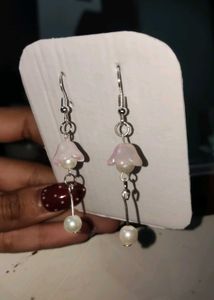 Flower Pearl Drop Earrings
