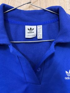 Adidas Blue Cropped Polo Shirt
