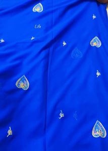 Vibrant Blue Embroidered Saree