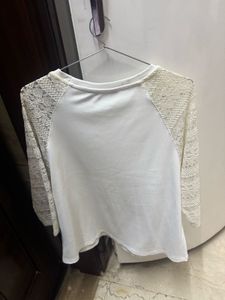 White Lace Sleeve Top new