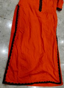 Bright Orange Kurta with Black Trim